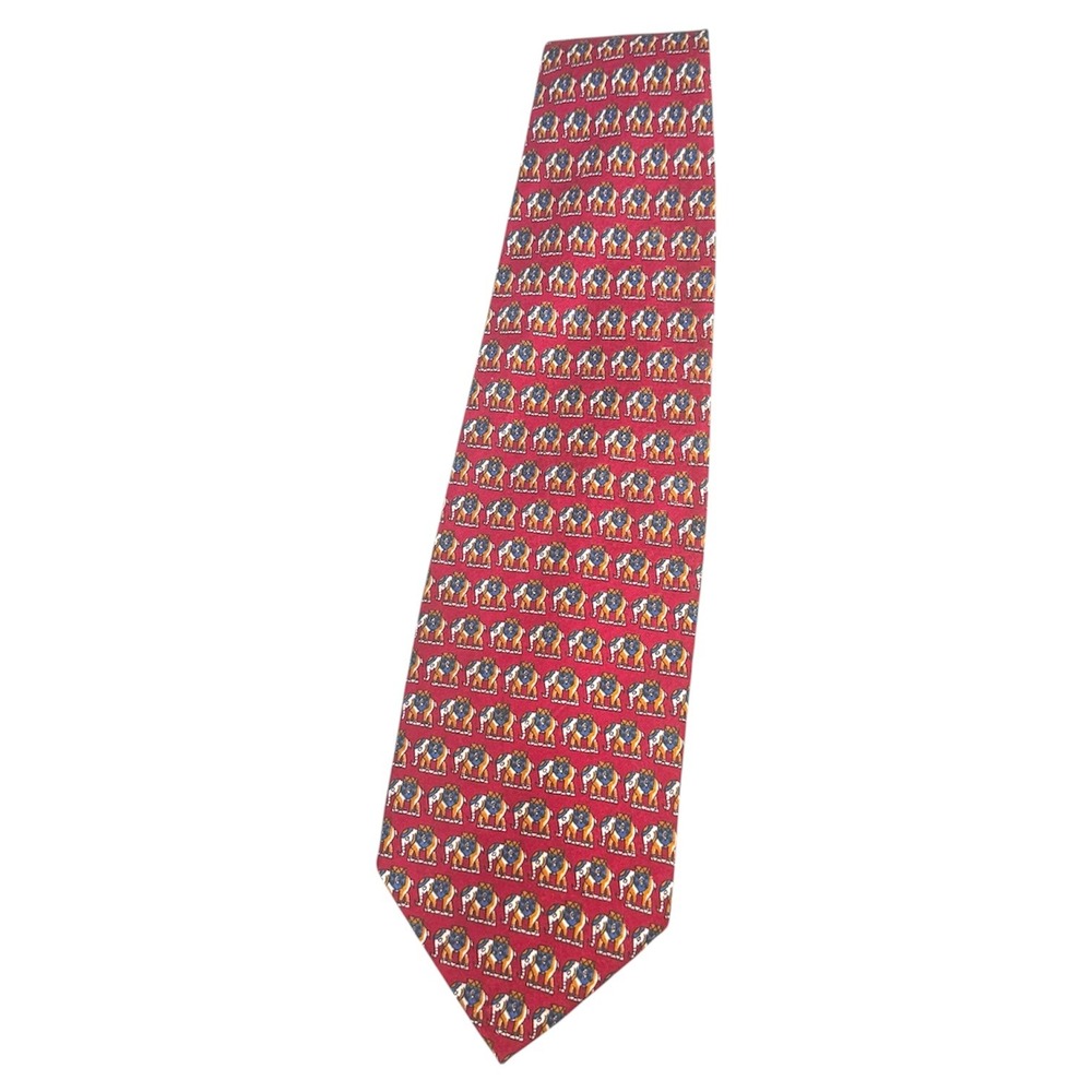 Mens‎ Silk Tie Red Elephant Pattern Designer Necktie